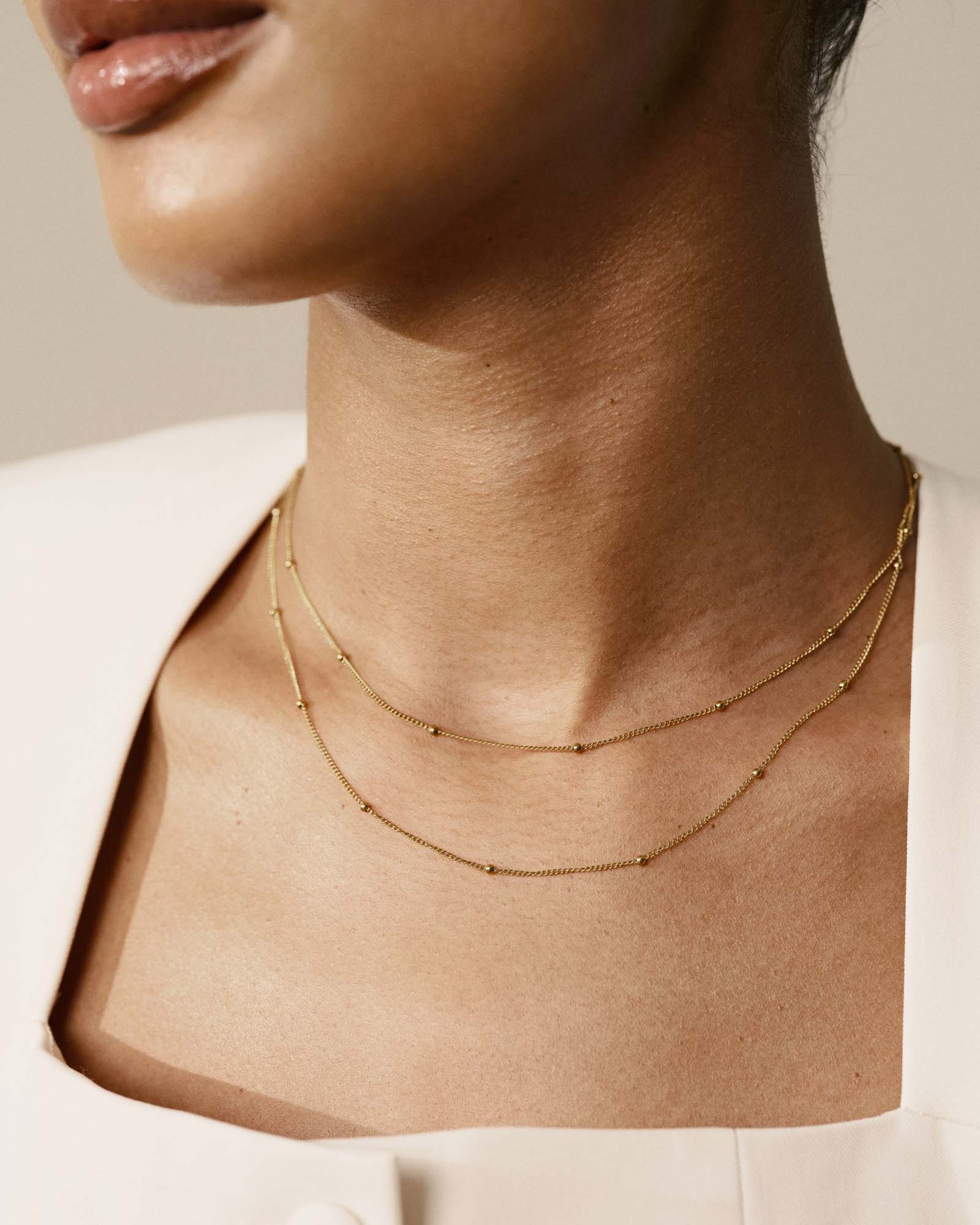 Beaded Chain Gold Necklace - Image 2