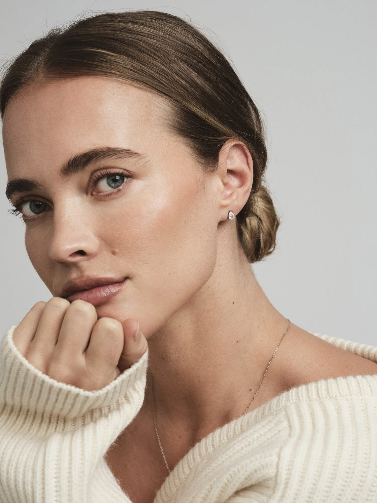 Belle White Medium Studs - Image 2