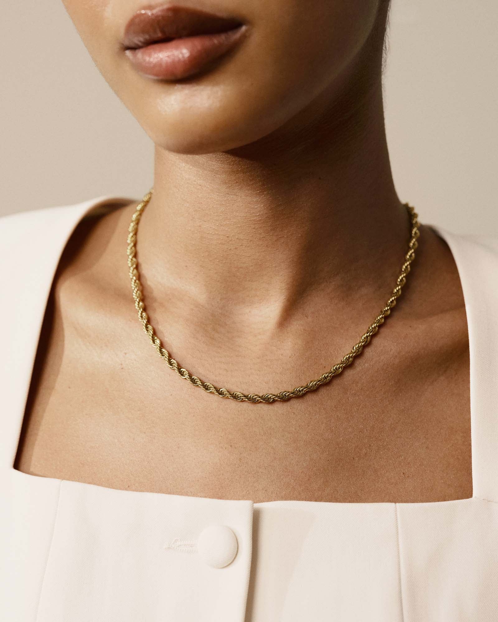 Bold Rope Chain Gold Necklace - Image 3