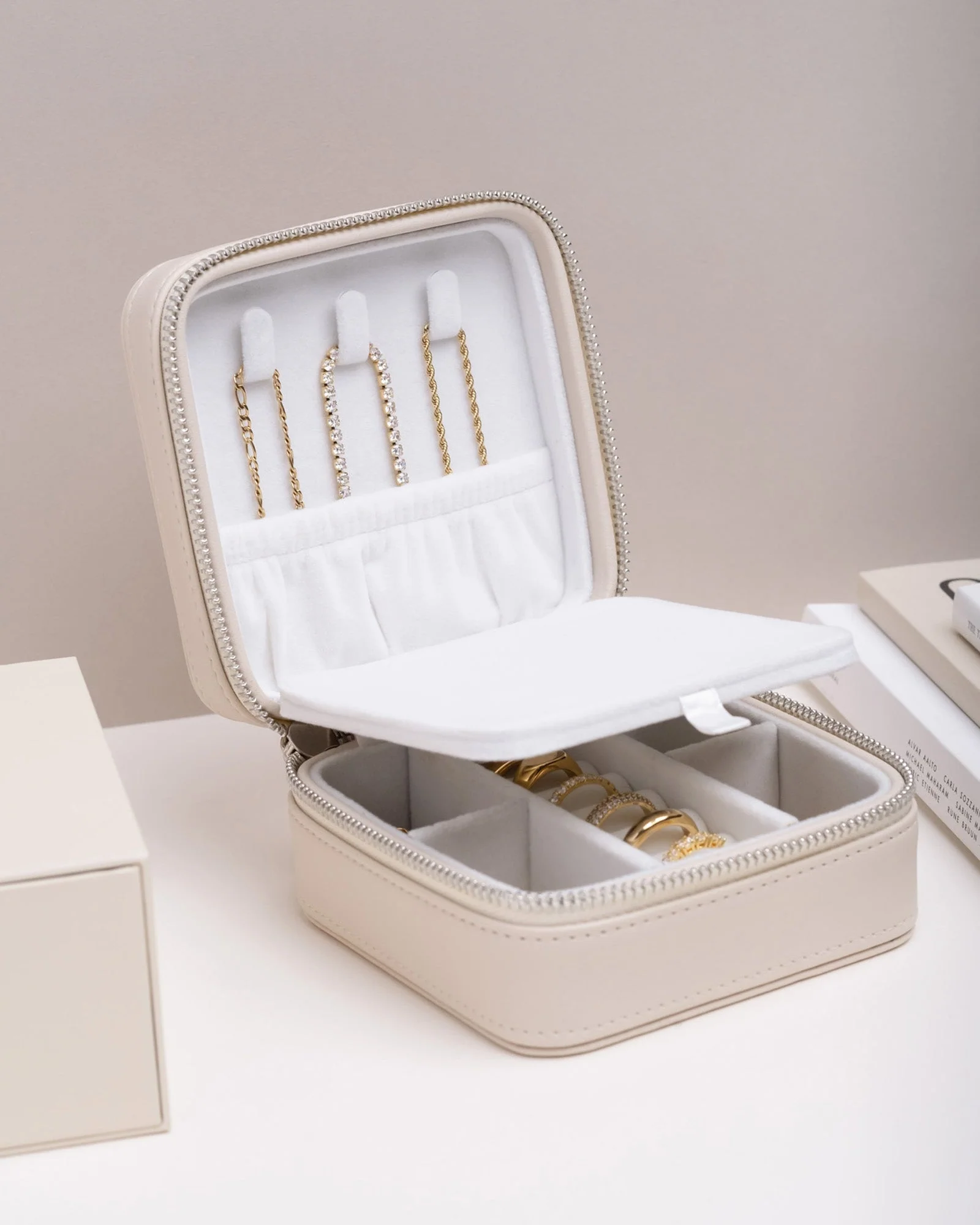 Jewelry Case Box Small Beige - Image 4