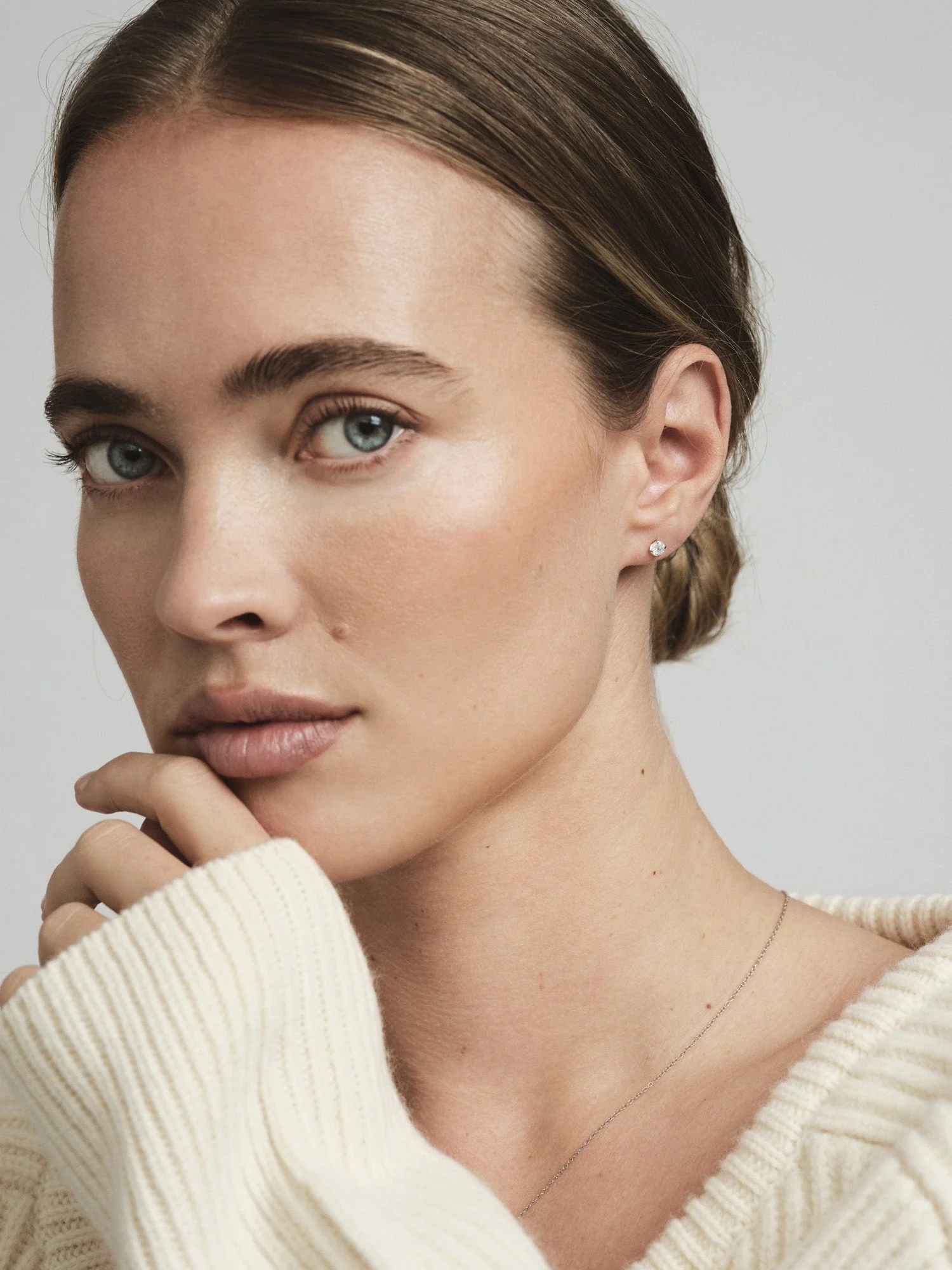 Jolie White Medium Studs - Image 2