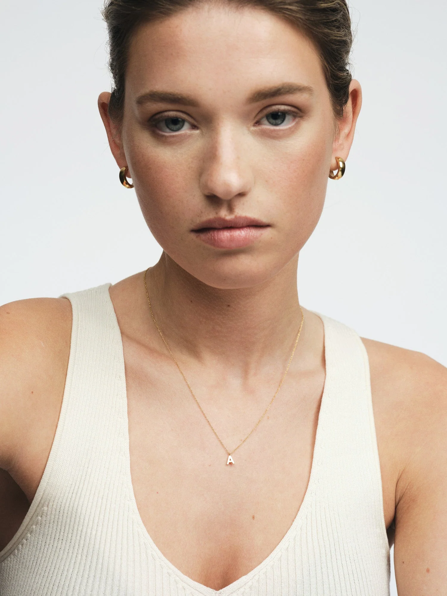 Petite Plain Letter Necklace - Image 2