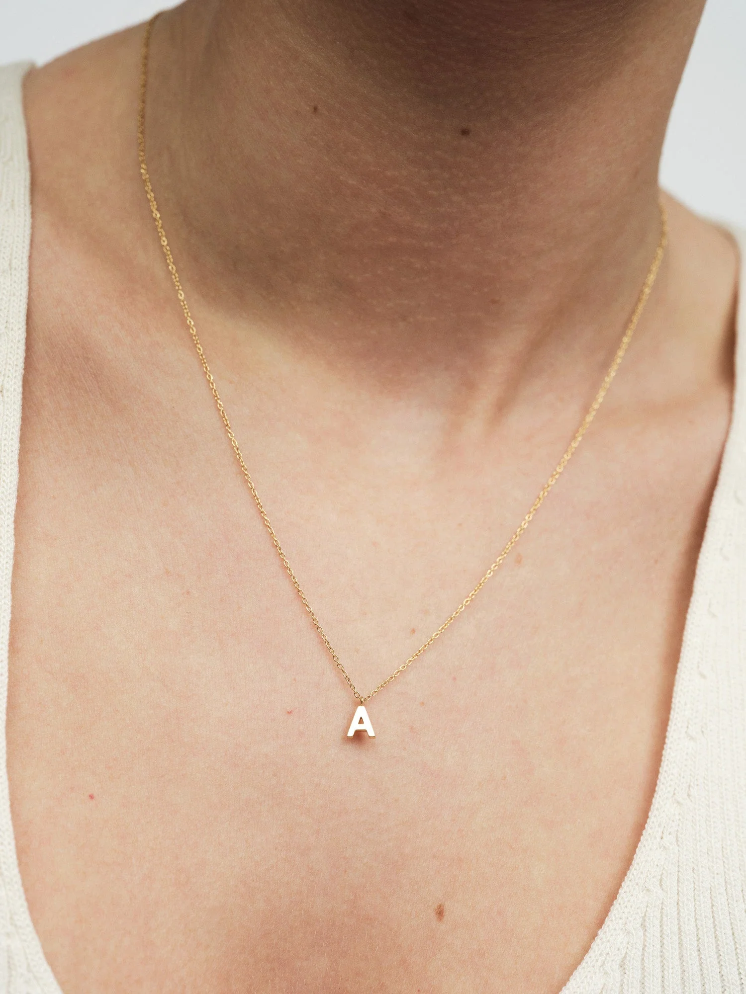 Petite Plain Letter Necklace - Image 3