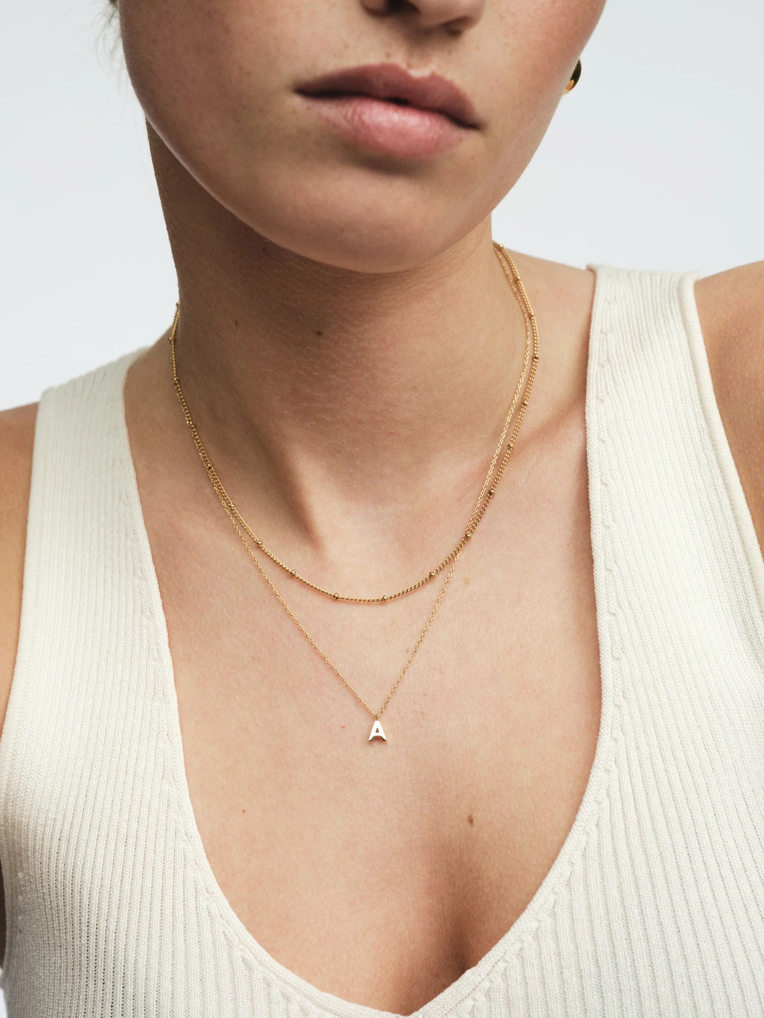 Petite Plain Letter Necklace - Image 6
