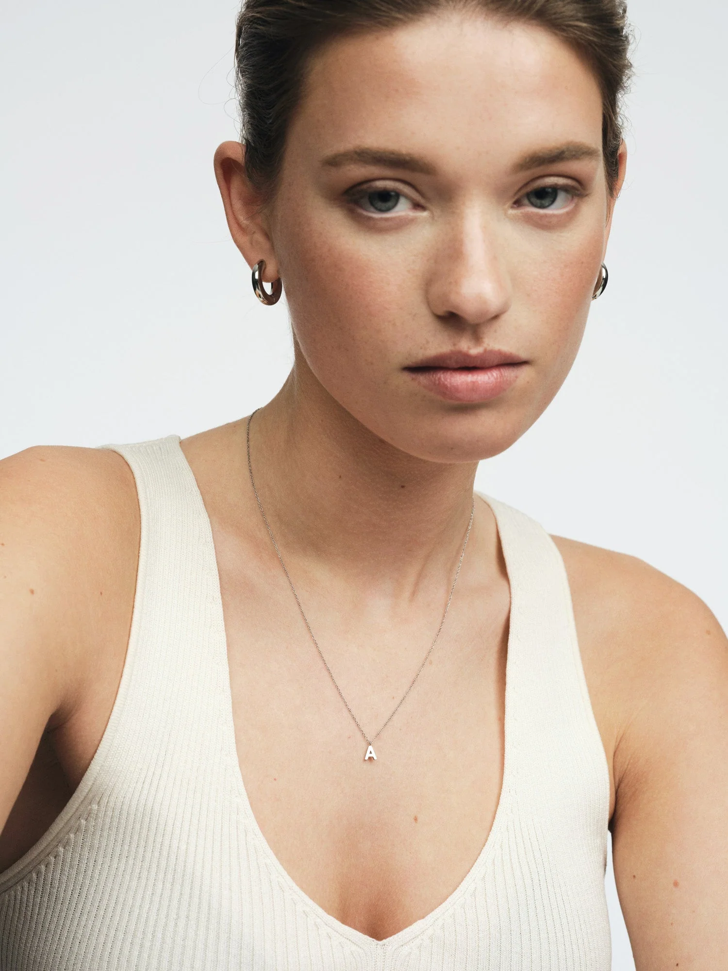 Petite Plain Letter Necklace - Image 2