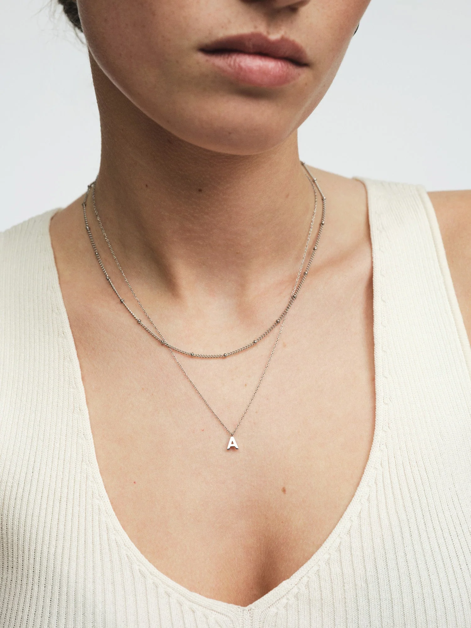 Petite Plain Letter Necklace - Image 6
