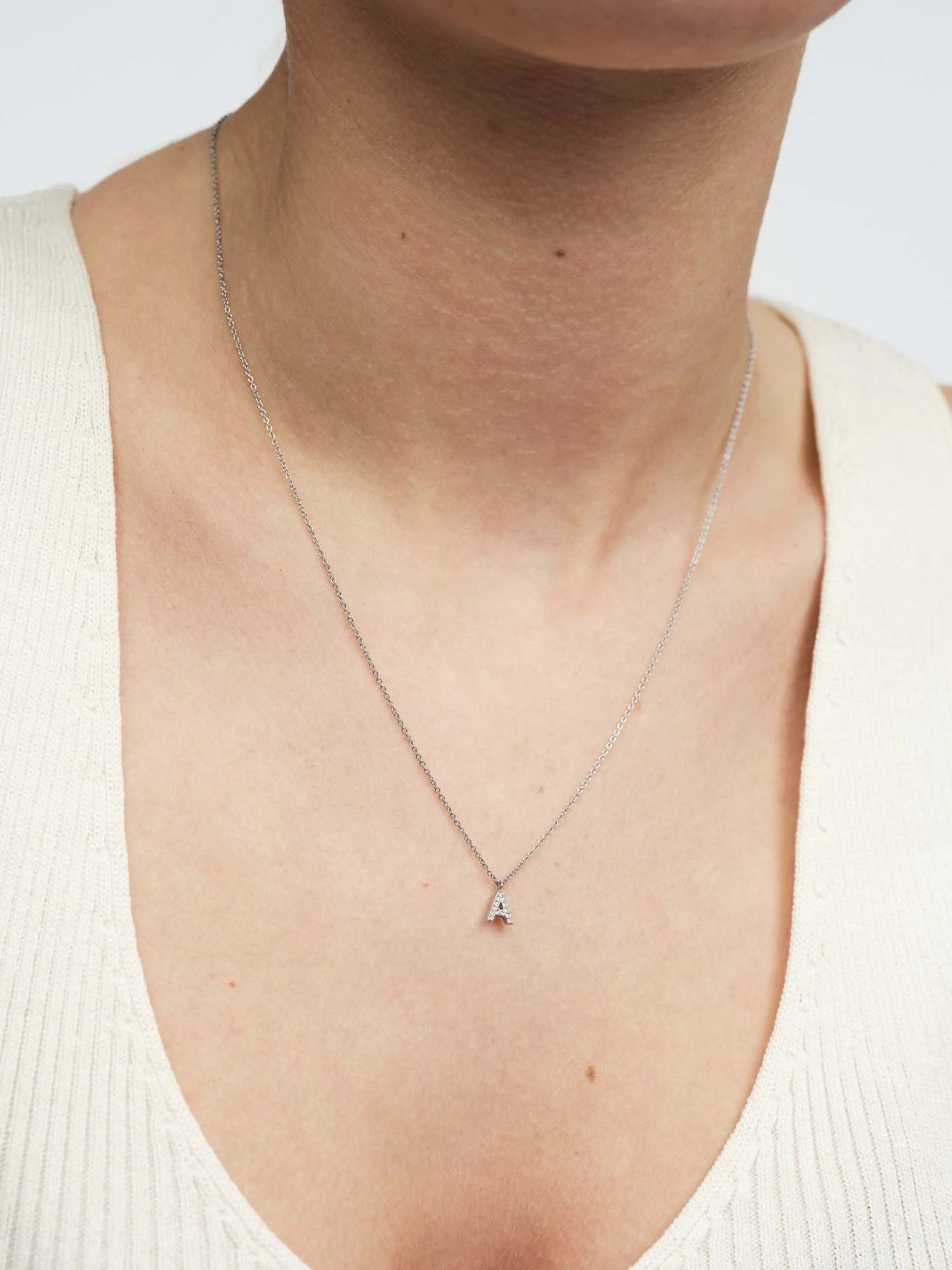 Petite Stone Letter Necklace - Image 4