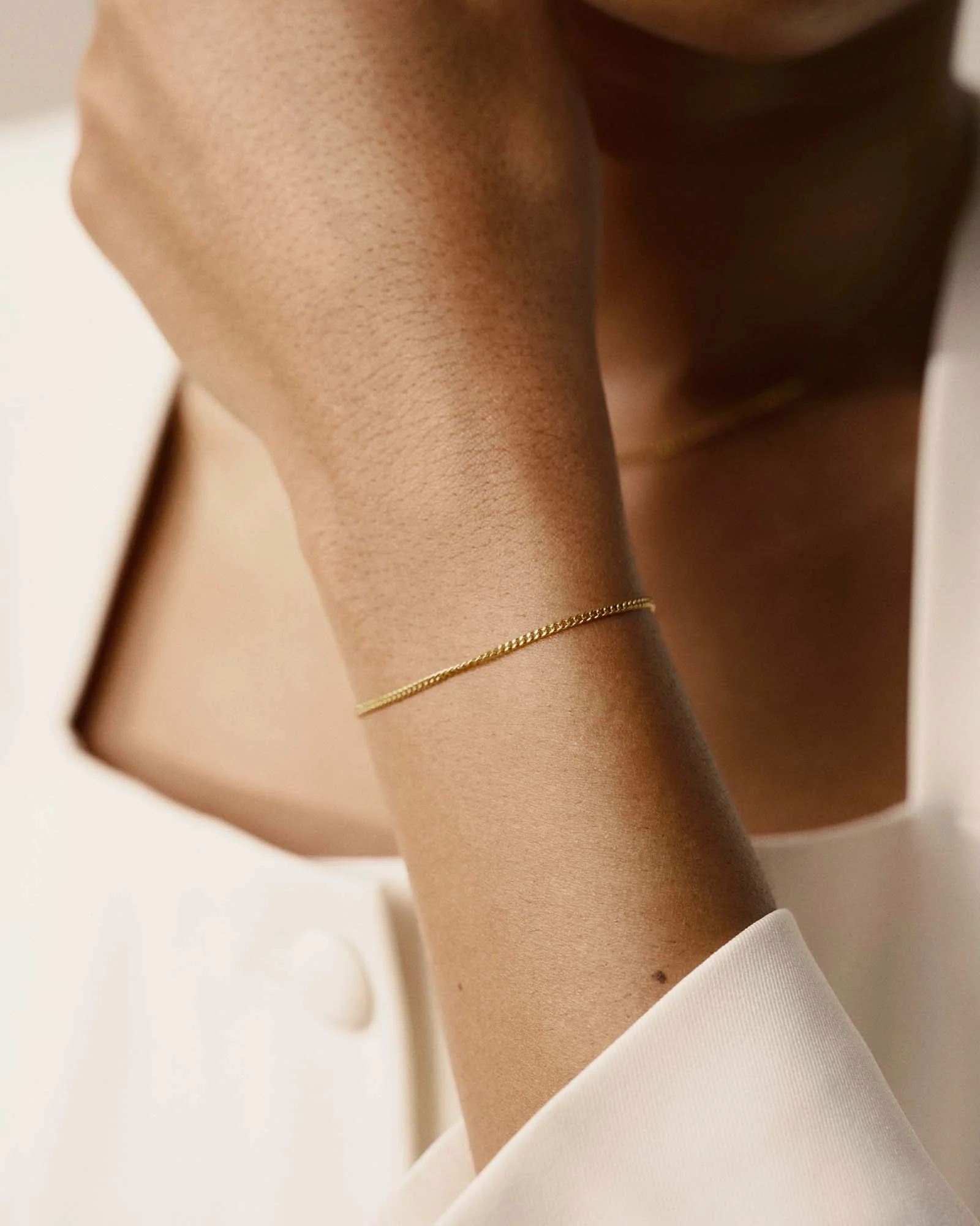 Thin Curb Chain Gold Bracelet - Image 3