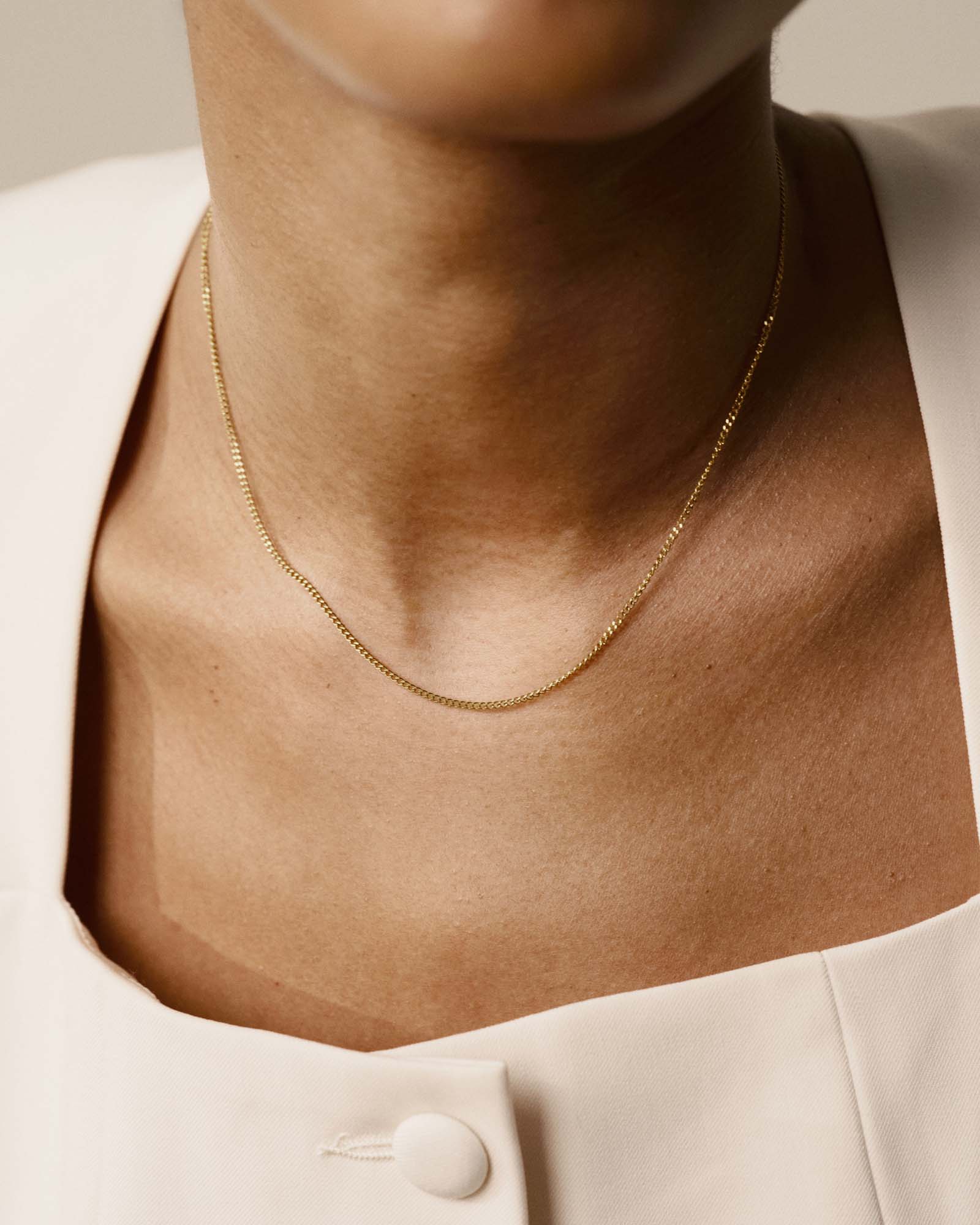 Thin Curb Chain Gold Necklace - Image 3