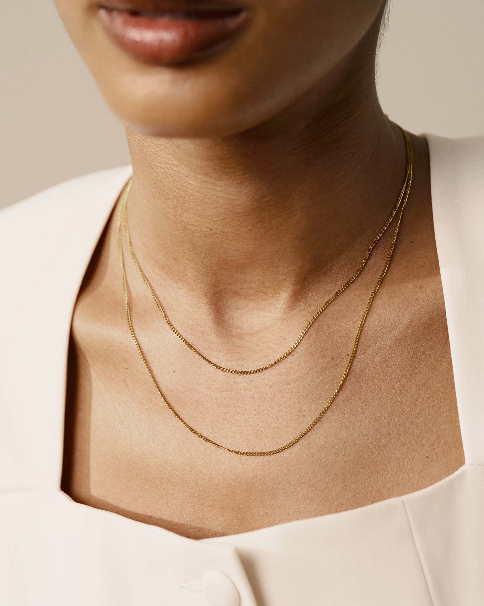 Thin Curb Chain Gold Necklace - Image 6